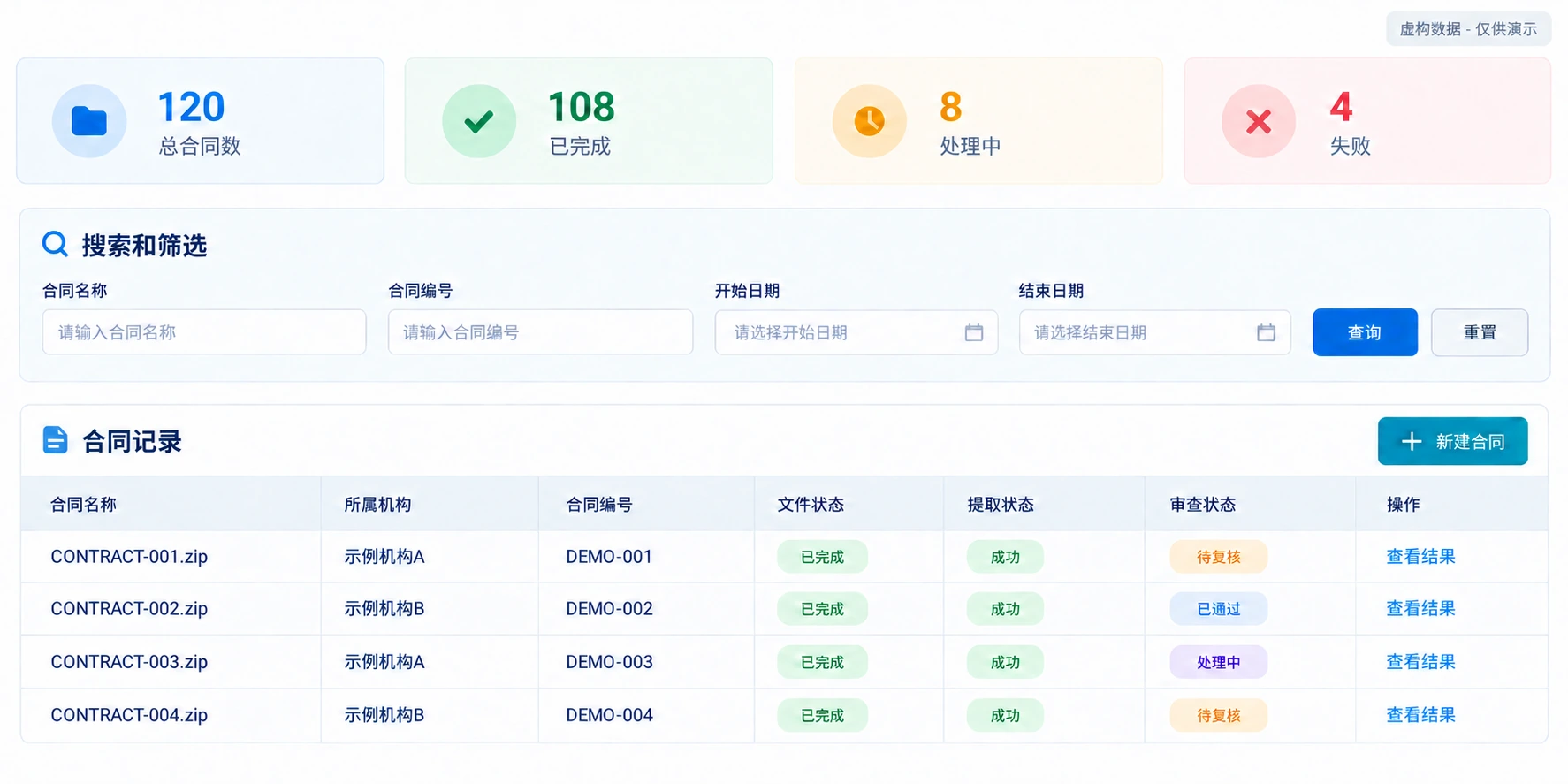 审查任务虚构数据演示界面